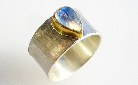 Rings - 925- Silber, Feingold, Labradorit