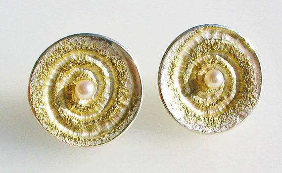 Ear jewellery - 925- Silber, 900- Gelbgold, Süßwasserzuchtperlen