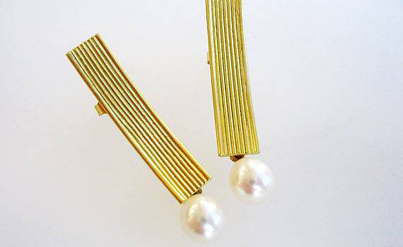 Ear jewellery - 750- Gelbgold, Süßwasserzuchtperlen