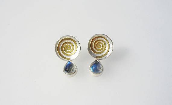 Ear jewellery - Labradorit, 925- Silber, Feingold