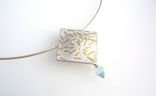 Aquamarin, 925- Silber, 900- Gold
