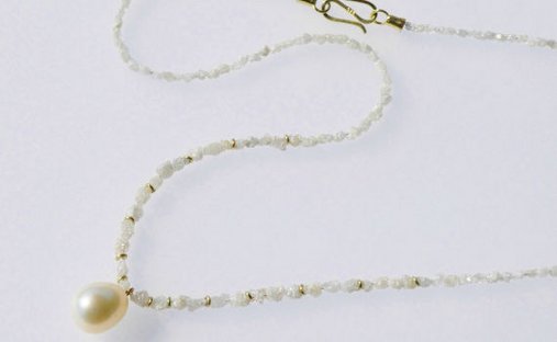 Rohdiamanten, Süßwasserzuchtperle, 585-Gold