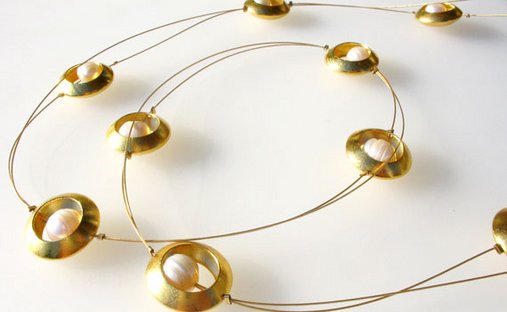 925- Silber goldplattiert, Süßwasserzuchtperlen