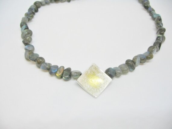 Labradorit, 925- Silber, 750-Gelbgold