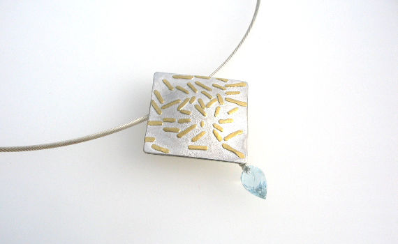 Aquamarin, 925- Silber, 900- Gold